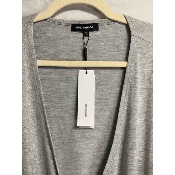 New $128 525 America‎ Womens Faux Wrap Dress V-Neck Grey Casual Size 1X Plus - Picture 3 of 4